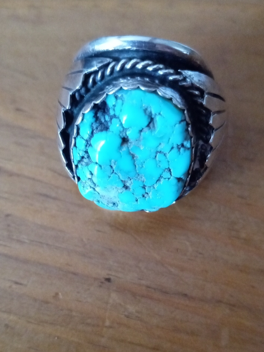 Navajo Turquoise Stone Men's Silver Ring -